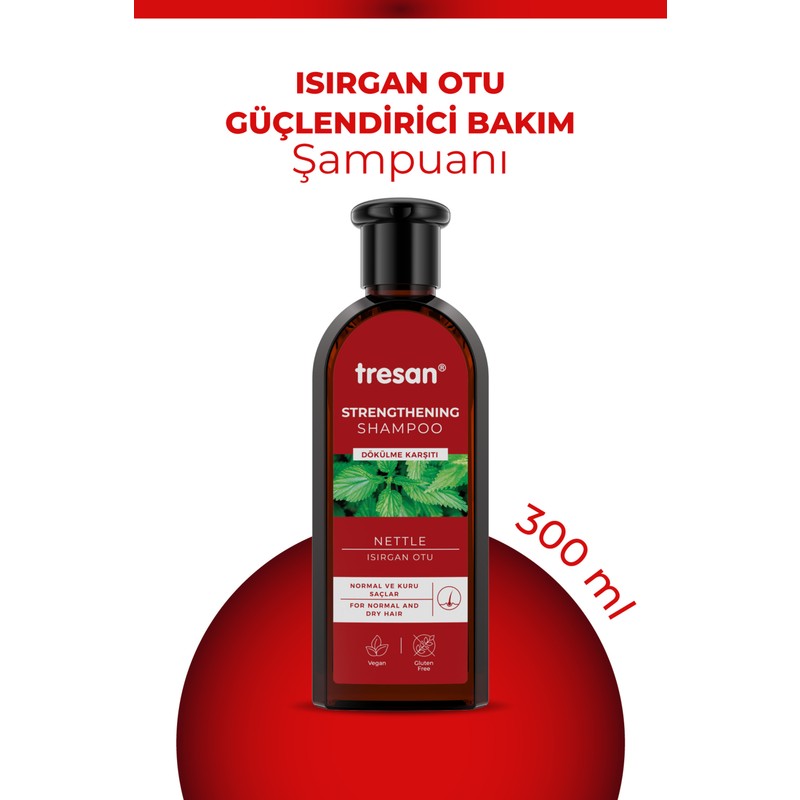 Tresan Isırgan Otu Dökülme Karşıtı & Güçlendirici Bakım Şampuanı – Normal ve Kuru Saçlar 300 ml