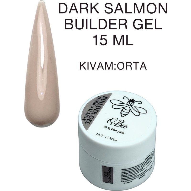 Qbee Professional Qbee Professıonal 15ML Dark Salmon Renkli Protez Tırnak Jeli Builder Gel Yanma Hissi Oluşturmayan
