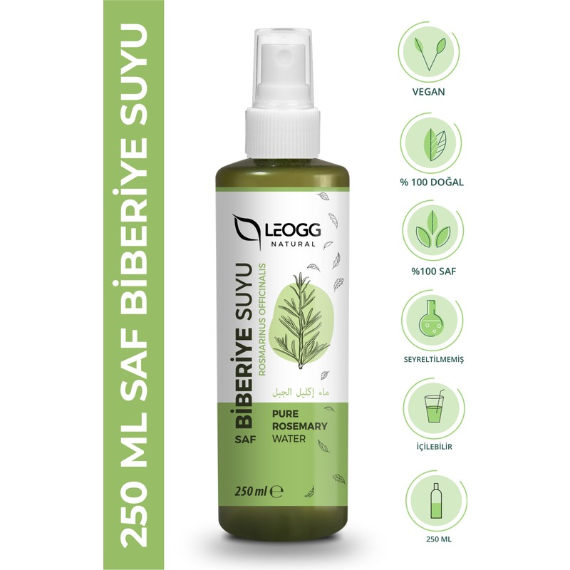 Leogg Natural Biberiye Suyu Güçlendirici Saç Toniği Seyreltilmemiş Doğal ve Saf 250 ml