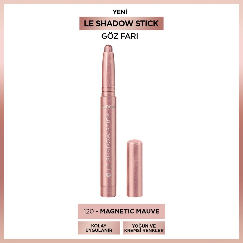 L'Oréal Paris Le Shadow Stick Göz Farı - 120 Magnetic Mauve Kolay Uygulama ve Yoğun Renkler