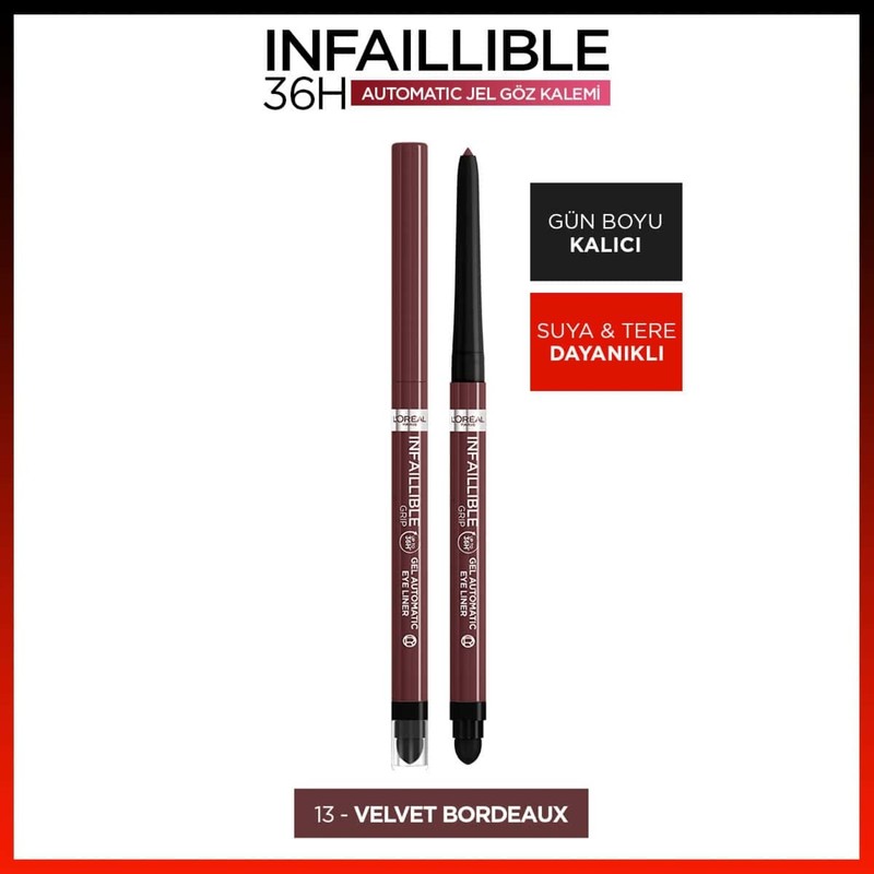 L'Oréal Paris Infaillible Göz Kalemi 13 Velvet Bordeaux Yumuşak Uçlu Suya Dayanıklı Kalem