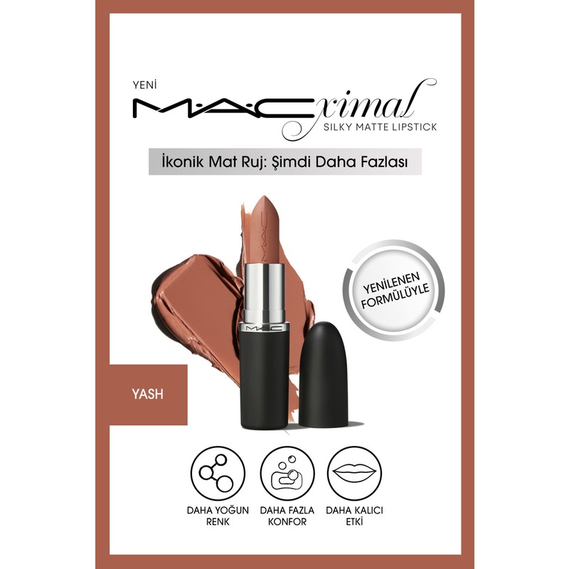 Mac Silky Matte Lipstick Nemlendirme Etkili Yoğun Renk Sağlayan Ruj-YASH 3.5GM