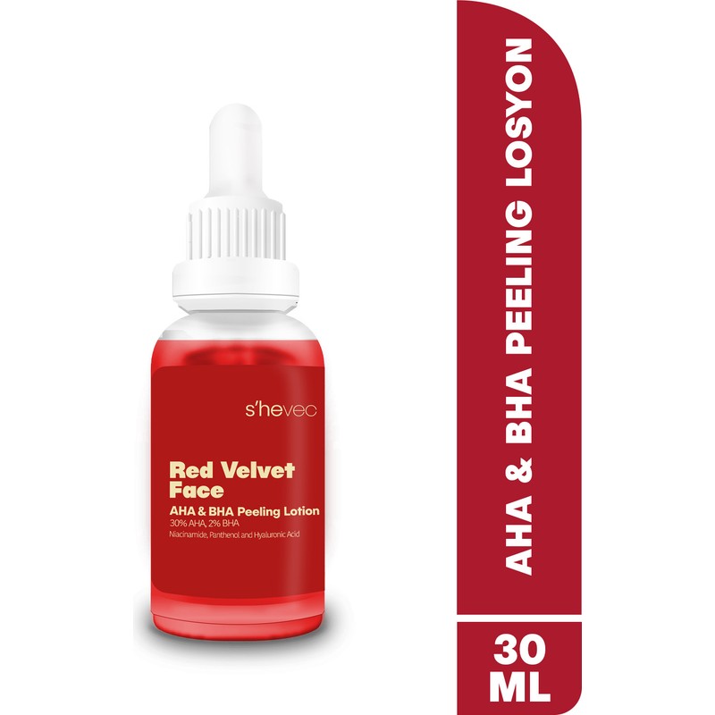 S'hevec S'he Vec %30 AHA & %2 BHA Leke ve Cilt Tonu Eşitsizliğini Gideren Vegan 30 ml Peeling Serum Red Velvet Face