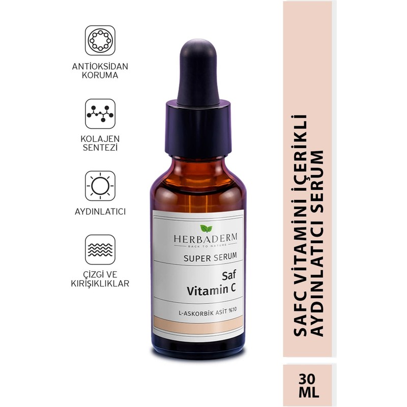 Herbaderm Serum (Saf Vitamin C L-Askorbik Asit %10) 30 Ml