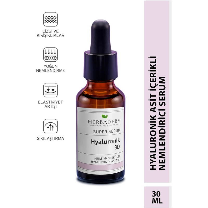 Herbaderm Süper Serum (Hyaluronik Asit 3D %1) Nemlendirici 30 Ml