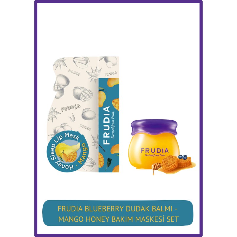 Frudia Blueberry Dudak Balmı Nemlendirici 10 gr ve Mango Honey Dudak Bakım Maskesi 10 gr Seti