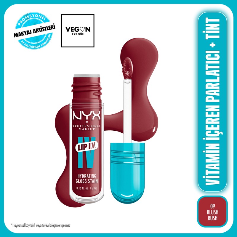 NYX Professional Makeup Lip I.V. Vitamin İçeren Parlatıcı + Tint - 09 Blush Rush