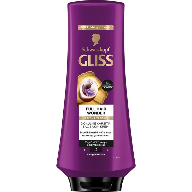 Gliss Full Hair Wonder Kafein & Peptit Saç Dökülme Karşıtı Saç Bakım Kremi 360 ml Dökümeye Eğilimli Saçlar