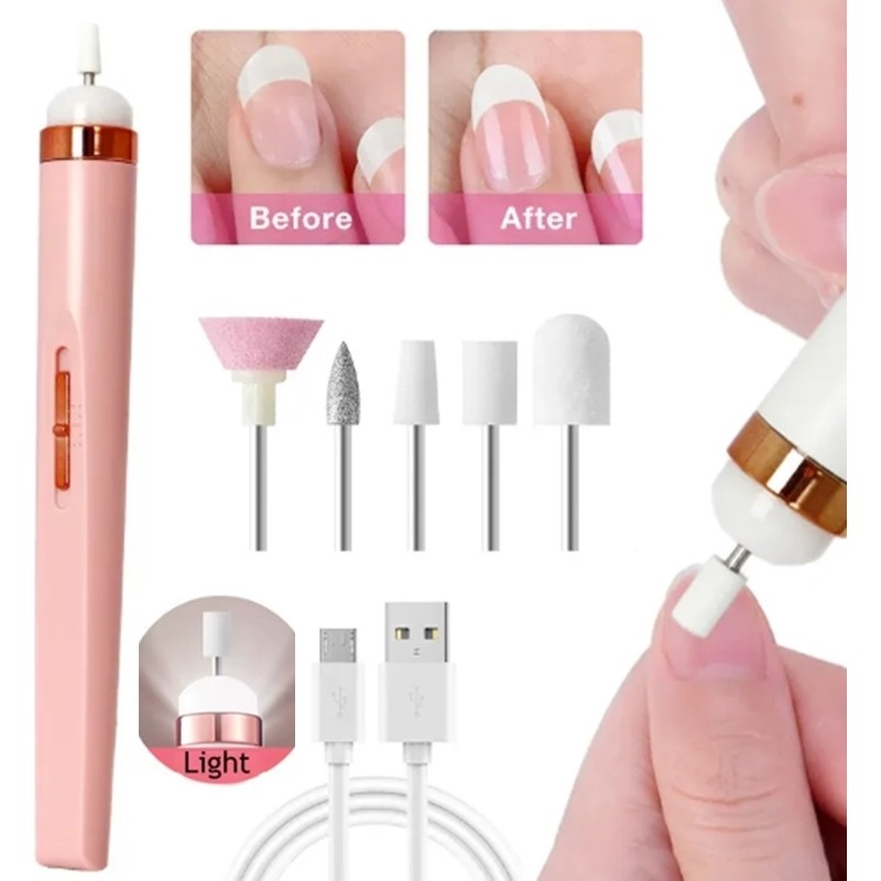 Gaman 5in1 LED Işıklı USB Şarjlı Tırnak Törpü Seti El Tırnak Bakımı için 5 Fonksiyon