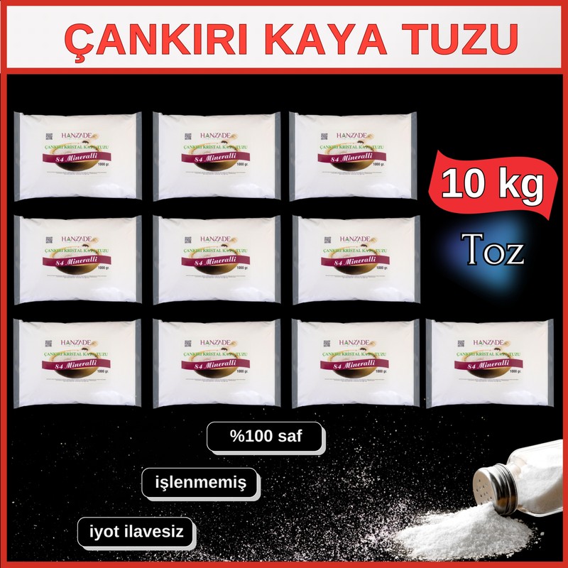Hanzade Bitkisel 84 Mineralli Çankırı Kristal Toz Kaya Tuzu 10 Kg
