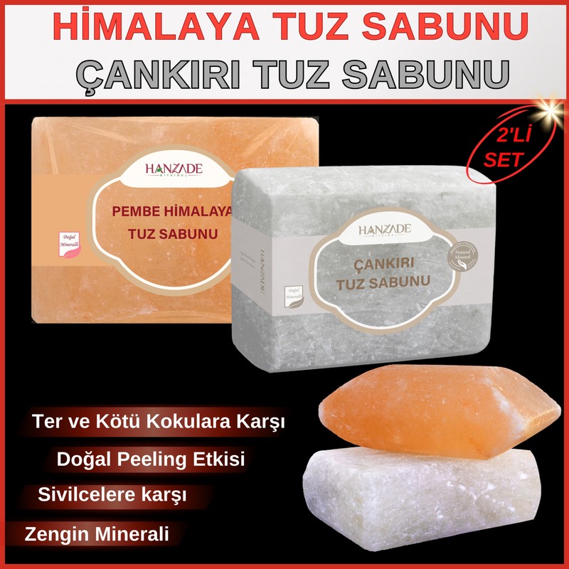 Hanzade Bitkisel Çankırı Tuz Sabunu - Himalaya Tuz Sabunu 2'li Set 350 gr