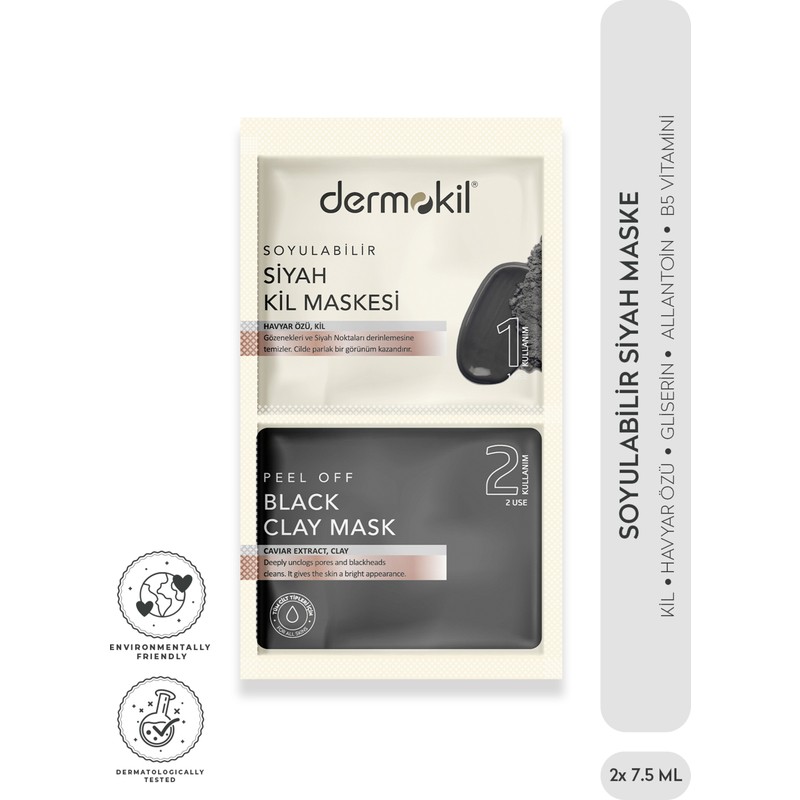 Dermokil Soyulabilir Siyah Kil Maskesi 2* 7.5 ml