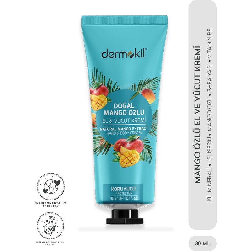 Dermokil Doğal Mango Özlü El ve Vücut Kremi 30 ml