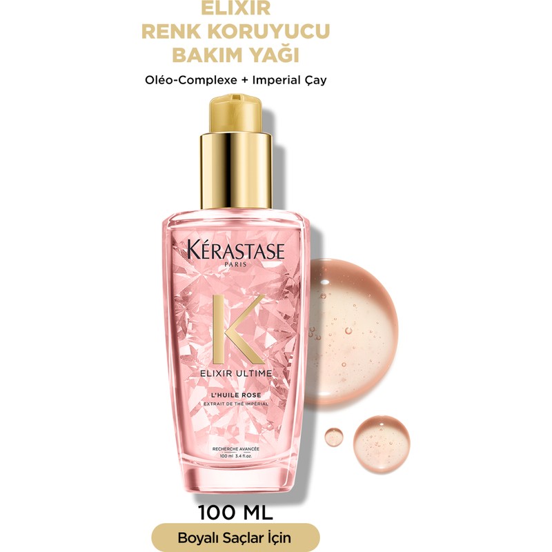 Kerastase Elixir Ultime L'huile Rose Boyalı Saçlara Özel Saça Parlıklık Veren Ve Renk Koruyan Saç Bakım Yağı 100 ml 100 ml