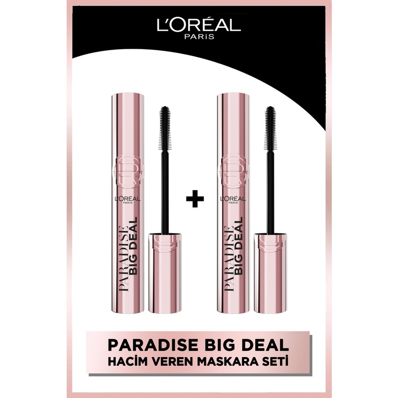 L'Oréal Paris Paradise Big Deal Siyah Maskara 2'li Set Hacim Verici Büyük Boy Özelliğiyle