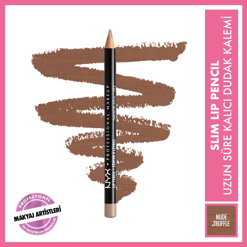 NYX Professional Makeup Nude Tonlu Slim Lip Pencil - Pürüzsüz Sürüm ve Uzun Süre Kalıcı Dudak Kalemi