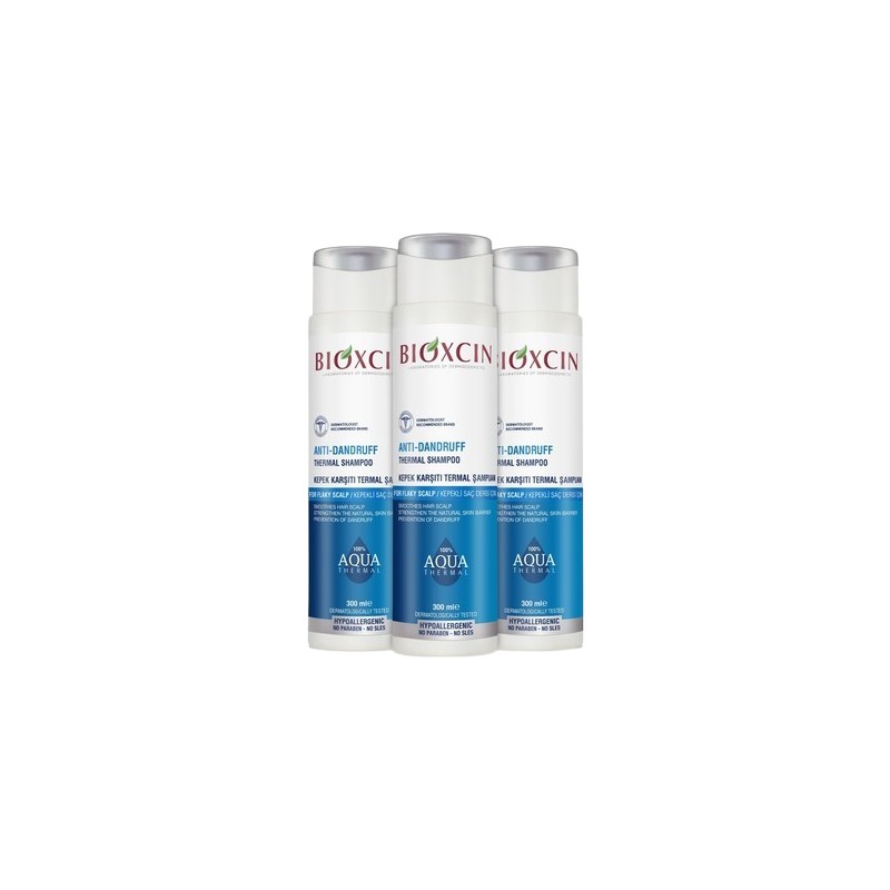 Bioxcin Aqua Thermal Kepeğe Karşı Sülfatsız Şampuan 300 ml 3'lü Set Erkekler için Etkili Formül
