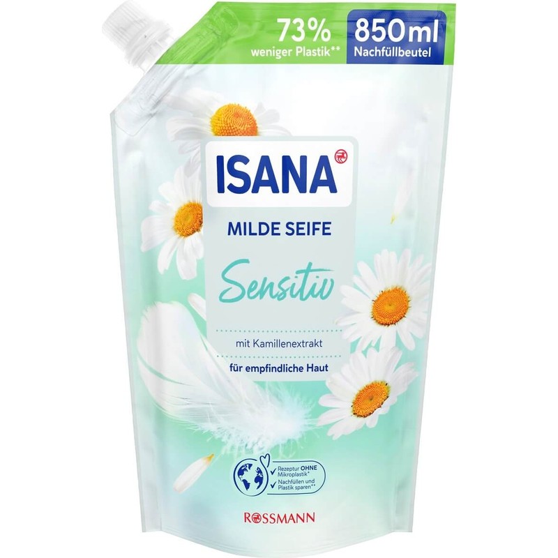 Isana Sıvı Sabun Yedek Papatya Kokulu Hassas Ciltler İçin 850 ml Vegan Ürün