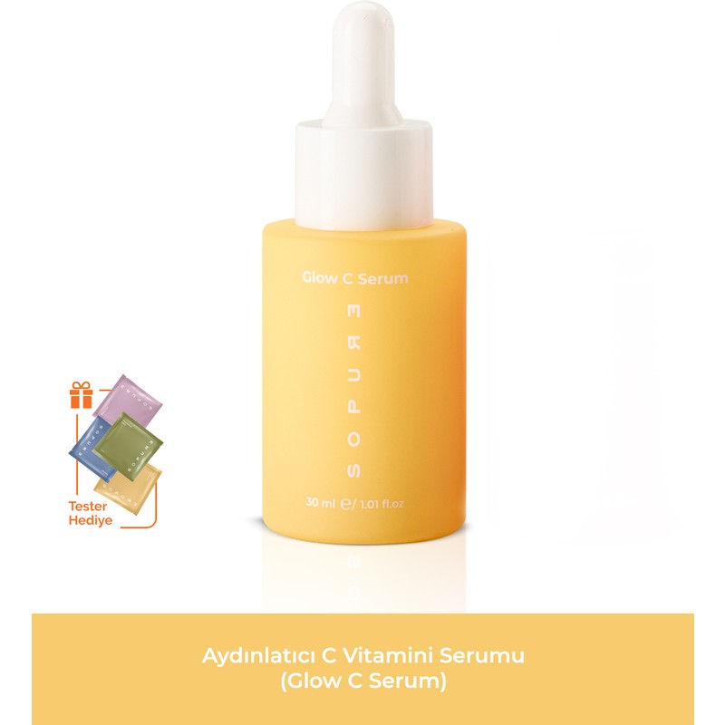 Sopure Glow C Serum-%5 Stabil C Vitamini İçeren, Leke Karşıtı, Ton Eşitleyici, Aydınlatıcı ve Canlandırıcı Serum-30 ML