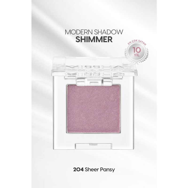 MISSHA Uzun Süre Kalıcı Kolay Uygulanan Işıltılı Tekli Far Modern Shadow Shimmer (204 Sheer Pansy)