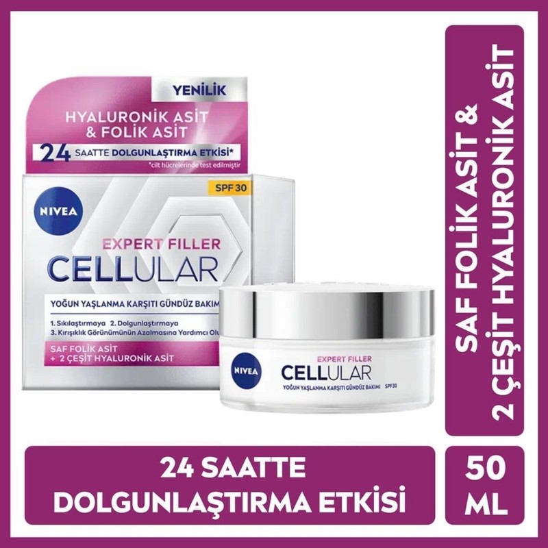 Nivea Hyaluron Cellular Filler Gündüz Kremi Tüm Cilt Tipleri İçin Sıkılaştırıcı Etki SPF30 50 ml