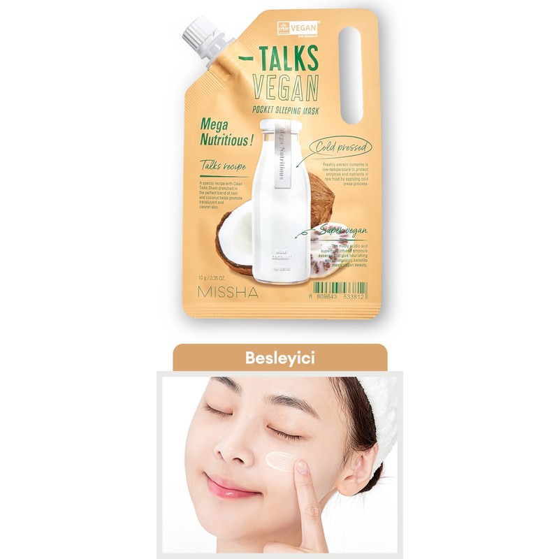 MISSHA Besleyici Vegan Uyku Maskesi 10g Talks Vegan Squeeze Pocket Sleeping Mask (Mega Nutritious)