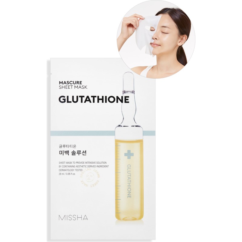 MISSHA Glutatyon İçerikli Aydınlatıcı Yaprak Maske MISSHA Mascure Whitening Solution Sheet Mask Glutathione