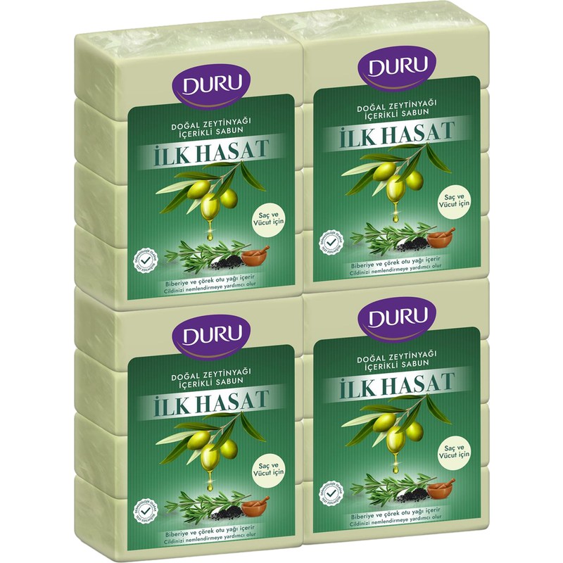 Duru İlk Hasat Doğal Zeytinyağı İçerikli Saç ve Vücut Sabunu 16 Adet Sabun 4x150 Gr