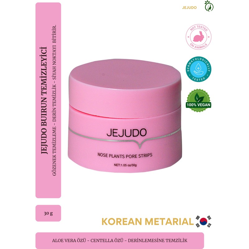 JEJUDO Burun Temizleme Macunu,Burun Bandı, Siyah nokta Giderici, gözenek sıkılaştırıcı 60 Kullanımlık Maske 30 Gr/60 Strips