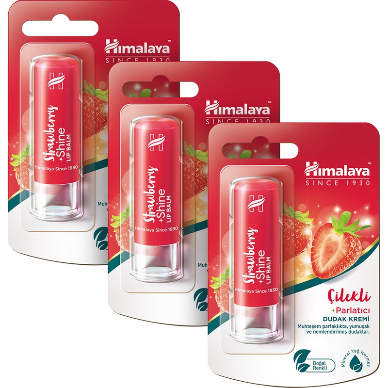 Himalaya Parlatıcı Dudak Kremi Çilek 4,5 Gr %100 Doğal Nemlendirici Silikon İçermez Şeffaf