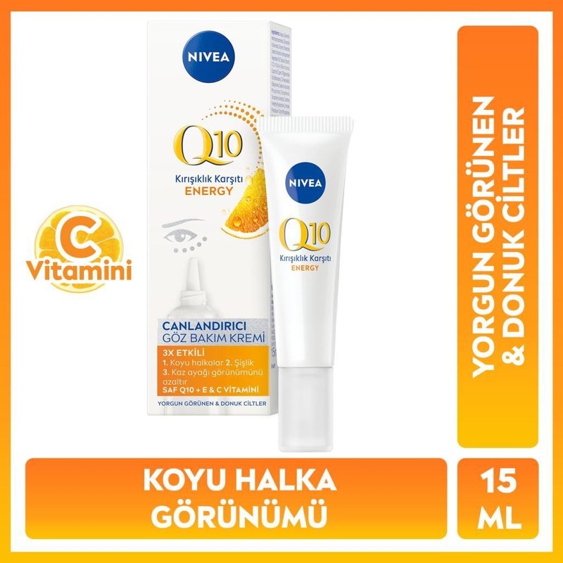 Nivea Nıvea Q10 Energy Canlandırıcı Göz Bakım Kremi 15ML, Koyu Halka Karşıtı, Kaz Ayağı Görünümü, Donuk Ciltler