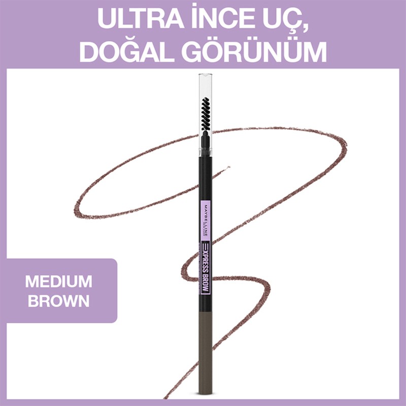Maybelline New York Express Brow Ultra Slim Kaş Kalemi 04 Medium Brown Ultra İnce Uç Özelliğiyle