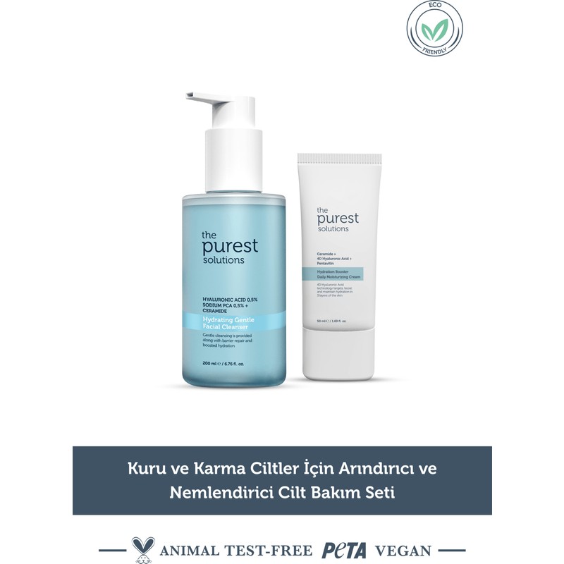 The Purest Solutions Kuru ve Karma Ciltler için Arındırıcı ve Nemlendirici Cilt Bakım Seti