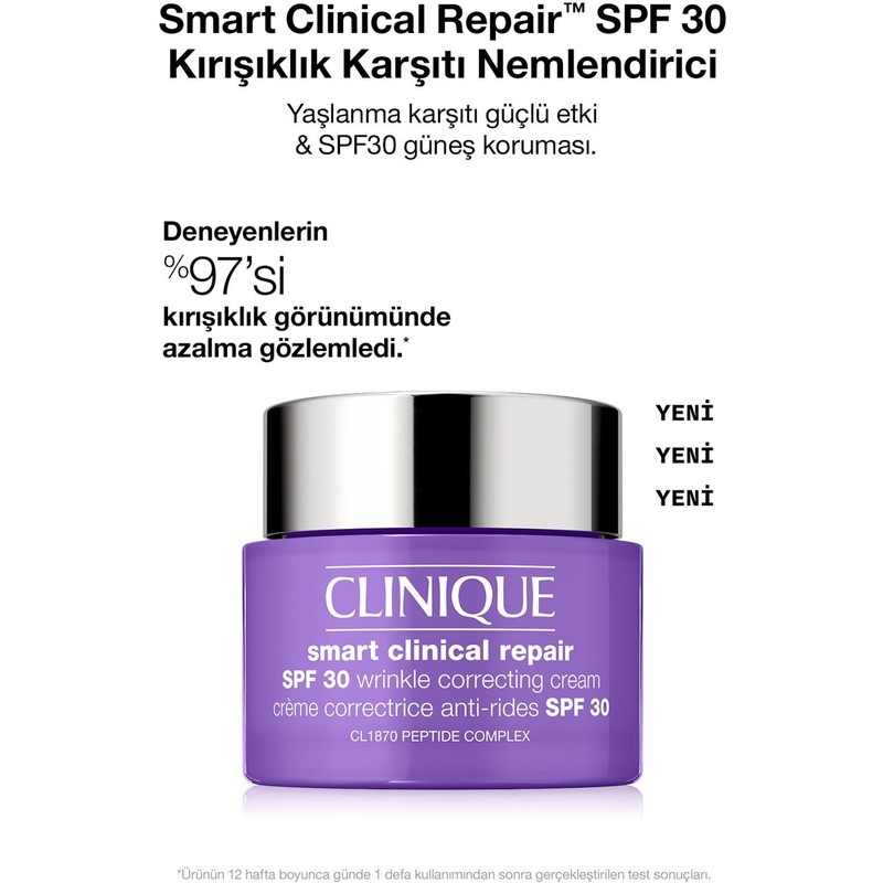Clinique Smart Clinical Repair™ SPF 30 Kırışıklık Görünümü Karşıtı Krem 75ml | Hyalüronik Asit, Peptitler