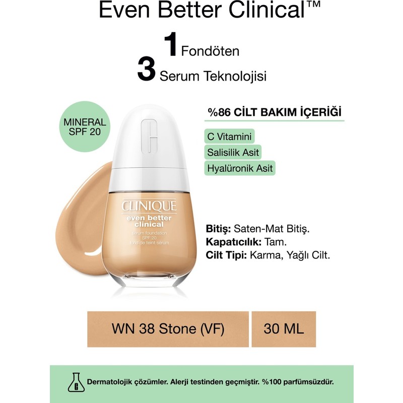 Clinique Even Better Clinical™ Serum Fondöten SPF 20 - Renk: WN 38 Stone (VF) - 30ml