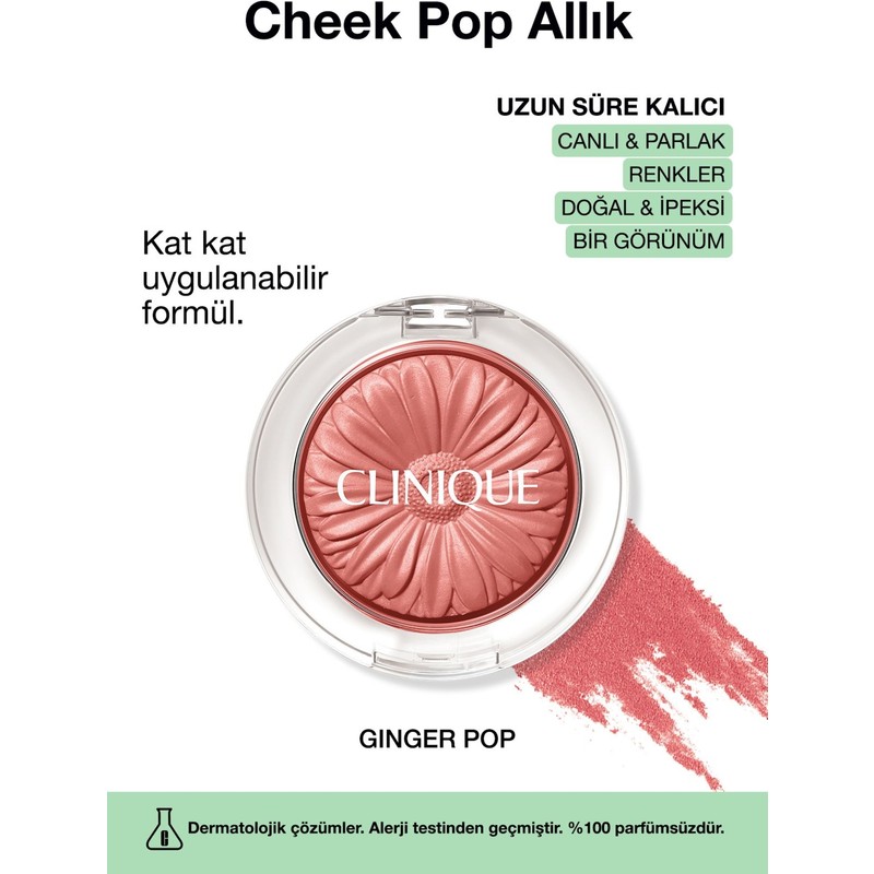 Clinique Cheek Pop Allık - Renk: Ginger Pop 3.5g | Uzun Süre Kalıcı, Doğal ve İpeksi Formül