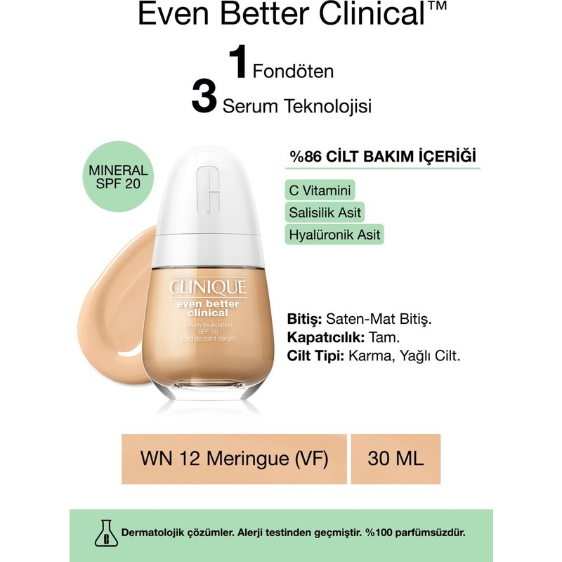 Clinique Even Better Clinical™ Serum Fondöten SPF 20 - Renk: WN 12 Meringue (VF) - 30ml