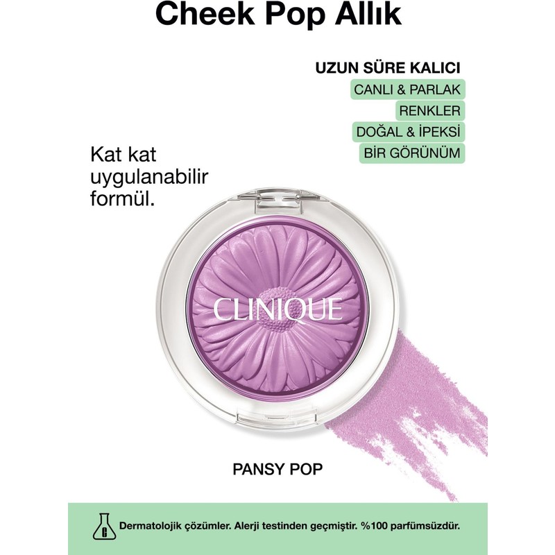 Clinique Cheek Pop Allık - Renk: Pansy Pop 3.5g | Uzun Süre Kalıcı, Doğal ve İpeksi Formül