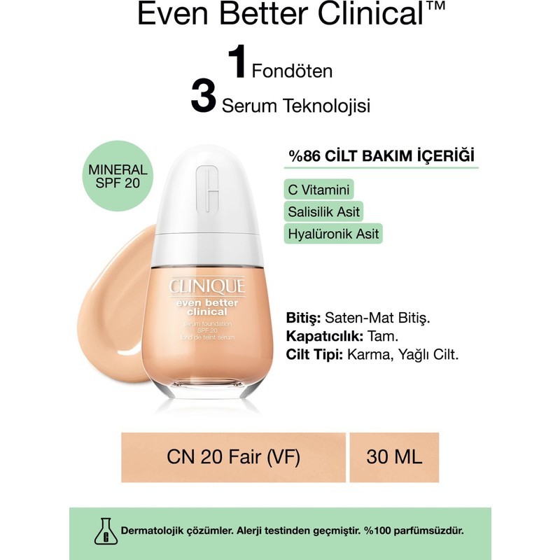 Clinique Even Better Clinical™ Serum Fondöten SPF 20 - Renk: CN 20 Fair (VF) - 30ml
