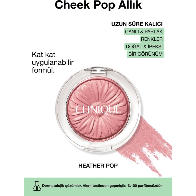 Clinique Cheek Pop Allık - Renk: Heather Pop 3.5g | Uzun Süre Kalıcı, Doğal ve İpeksi Formül