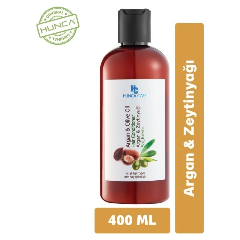 Hunca Argan ve Zeytinyağlı Saç Kremi 400 ml Zenginleştirilmiş Formül ile Güçlü Saçlar