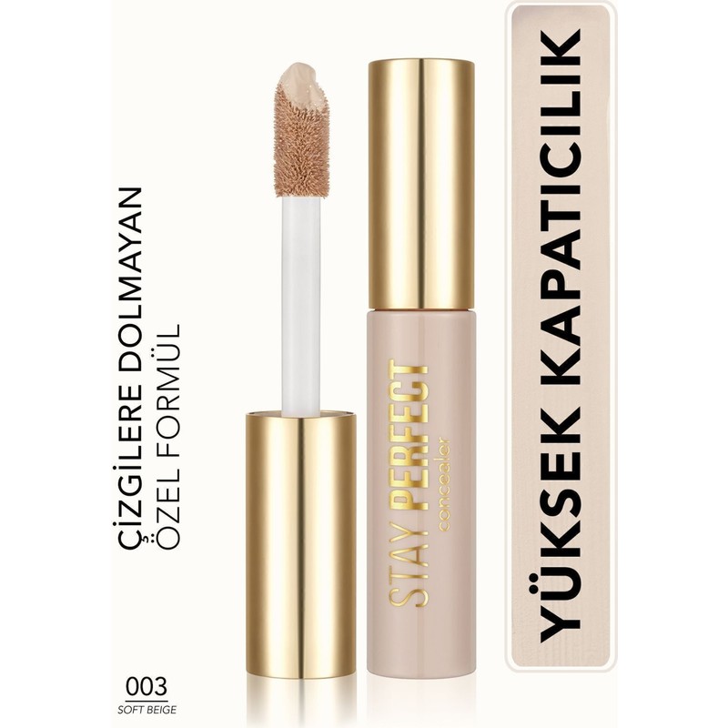 Flormar Doğal Bitişli Kapatıcı (Soğuk Alt Ton) - Stay Perfect Concealer - 003 Soft Beige - 8682536085489