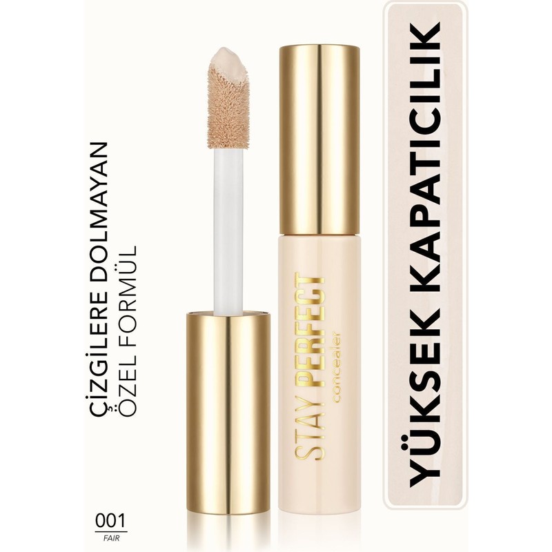 Flormar Doğal Bitişli Kapatıcı (Soğuk Alt Ton) - Stay Perfect Concealer - 001 Fair -8682536085441