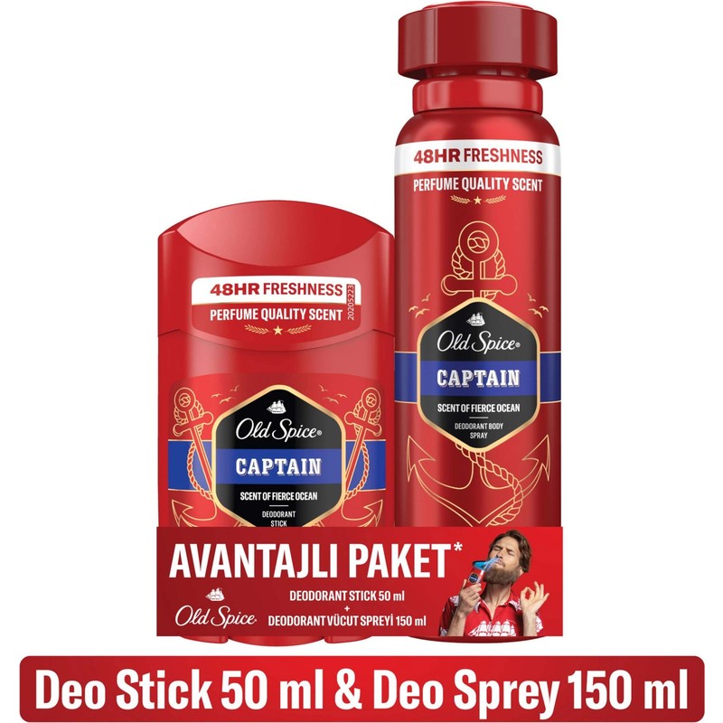 Old Spice Captain Deo Stick 50 ml + Sprey 150 ml Bundle
