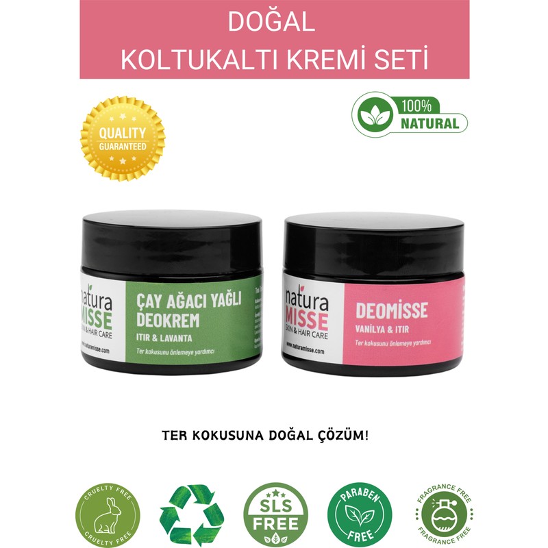 Naturamisse Doğal Koltuk Altı Kremi Set DEOKREM 50 ml - DEOMİSSE 50 ml Ter Kokusuna Karşı Mükemmel Etkili