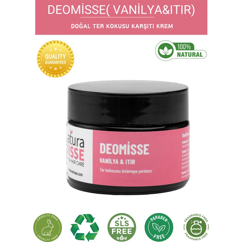 Naturamisse Doğal Koltuk Altı Kremi 50 Ml DEOMİSSE ( Vanilya-Itır ) Ter Kokusuna Karşı - Mükemmel Etki - Krem Deodorant