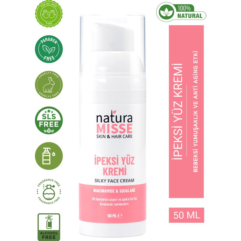 Naturamisse İpeksi Yüz Kremi 50 Ml Niacinamide Squalen Doğal Nemlendirici- Anti aging - Onarıcı
