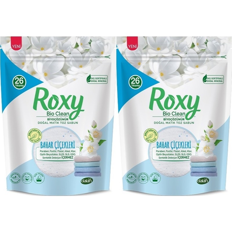 Dalan Roxy Bio Clean Matik Sabun Tozu 800GR Bahar Çiçekleri (2 Li Set) (52 Yıkama)