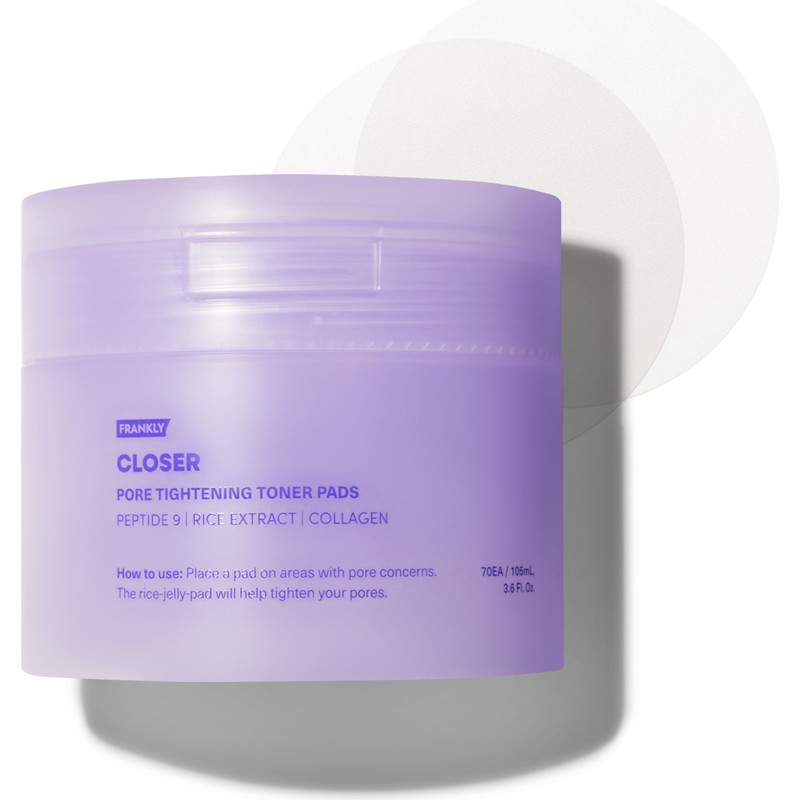 Frankly Pirinç Özü, 9 Çeşit Peptit ve Kolajen İçeren Gözenek Karşıtı Closer Toner Pad 70 Adet 105 ml