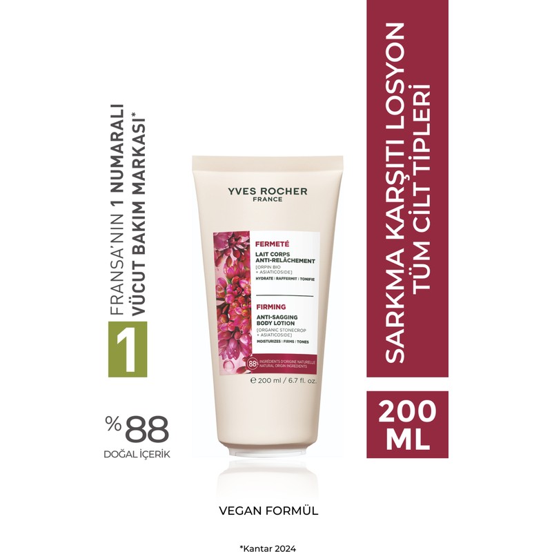 Yves Rocher 200 ml Sarkma Karşıtı Vücut Losyonu Tüm Cilt Tipleri İçin Sıkılaştırıcı Etki ÖZÜ-17471